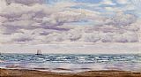 Gathering Canvas Paintings - Gathering Clouds, A Fishing Boat Off The Coast